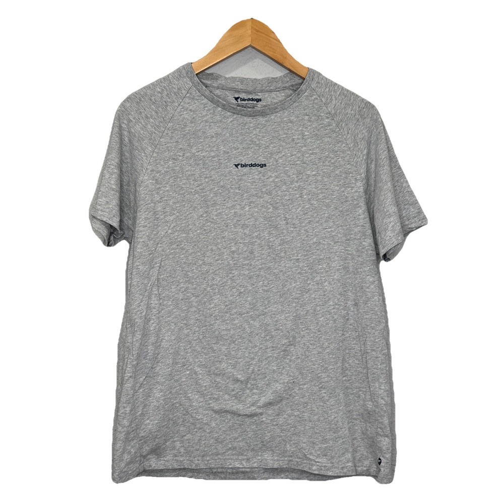 Birddogs Men's Gray Short Sleeve Golf Activewear Crew Neck Shirt Top Size Large